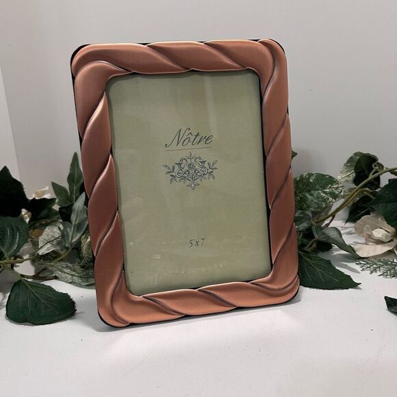 Notre Copper Picture Frame Home 5 X 7 Swirl Design Made in Korea - Picture 2 of 8